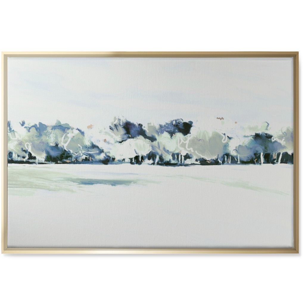 Tree Line Abstract Wall Art, Gold, Single piece, Canvas, 24x36, Blue, True Blue