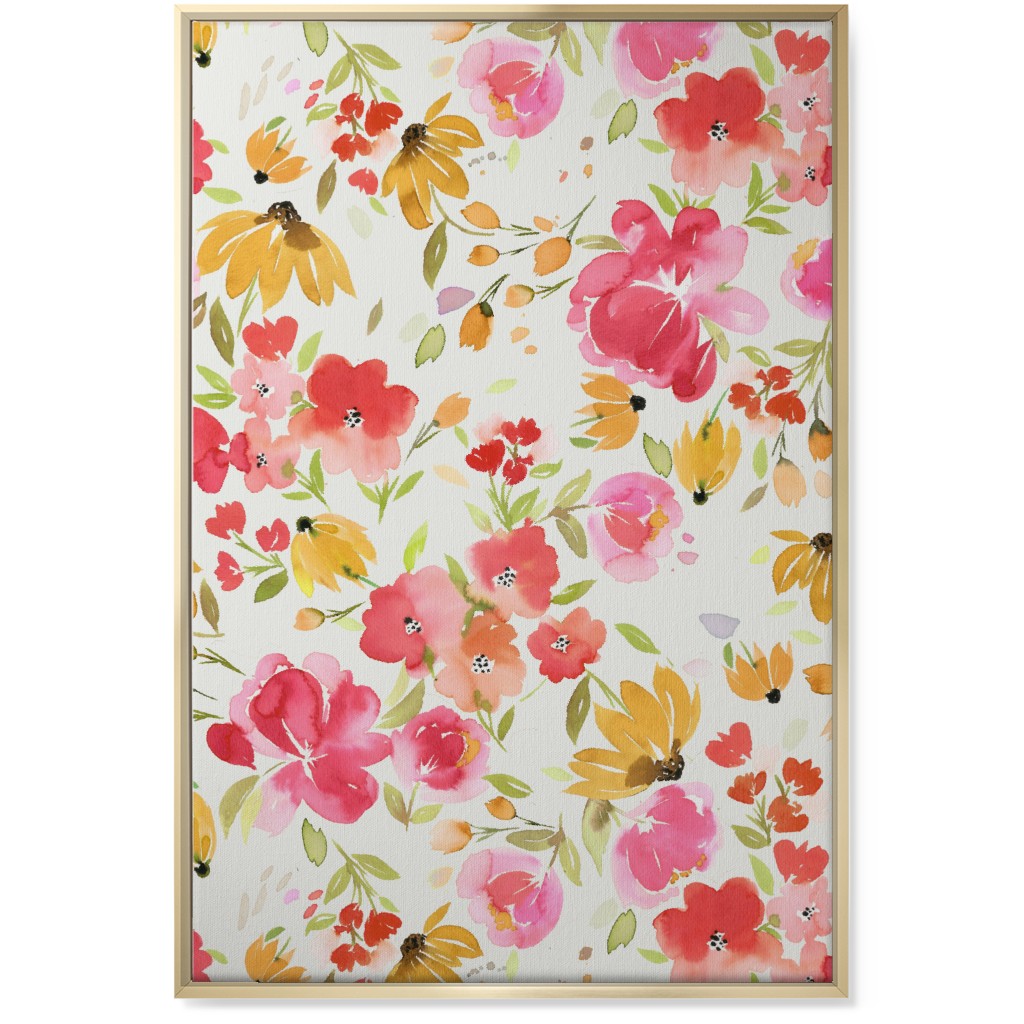 Smells Like Spring Wall Art, Gold, Single piece, Canvas, 24x36, Pink, Creamsicle