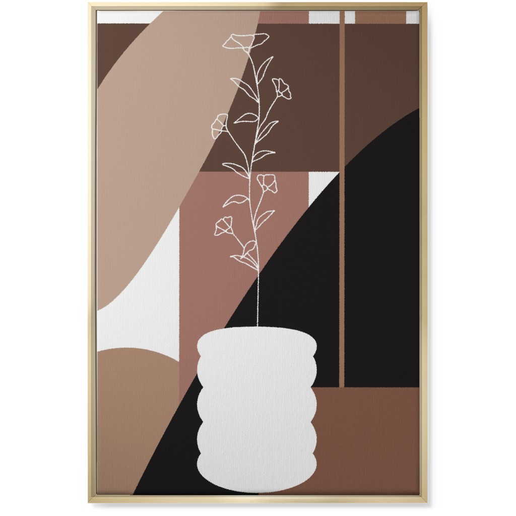 Botanical Abstract Shapes - Neutral Wall Art, Gold, Single piece, Canvas, 24x36, Beige, Pearl