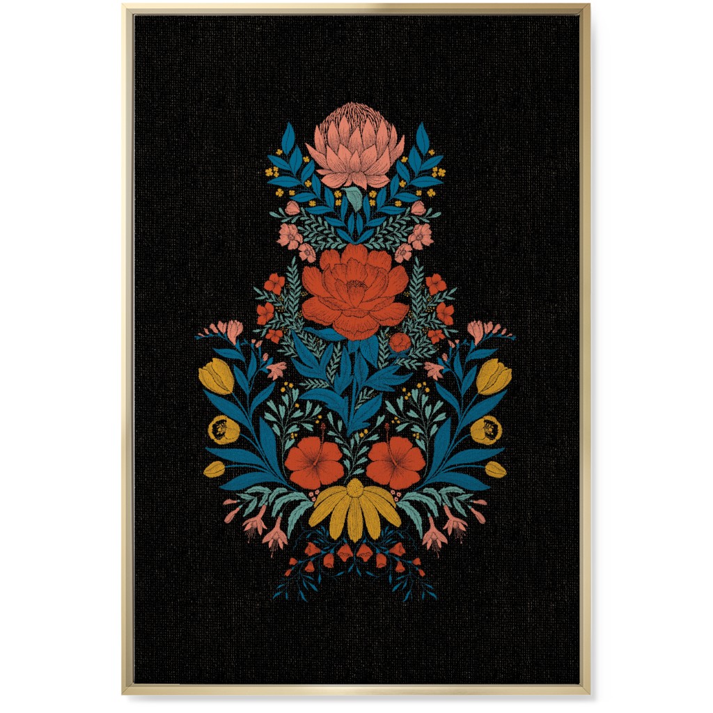 Garden Flower Wall Art, Gold, Single piece, Canvas, 24x36, Multicolor, Coal