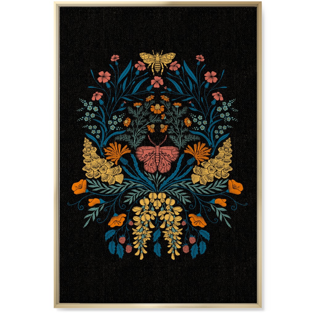 Wildflowers Wall Art, Gold, Single piece, Canvas, 24x36, Multicolor, Coal