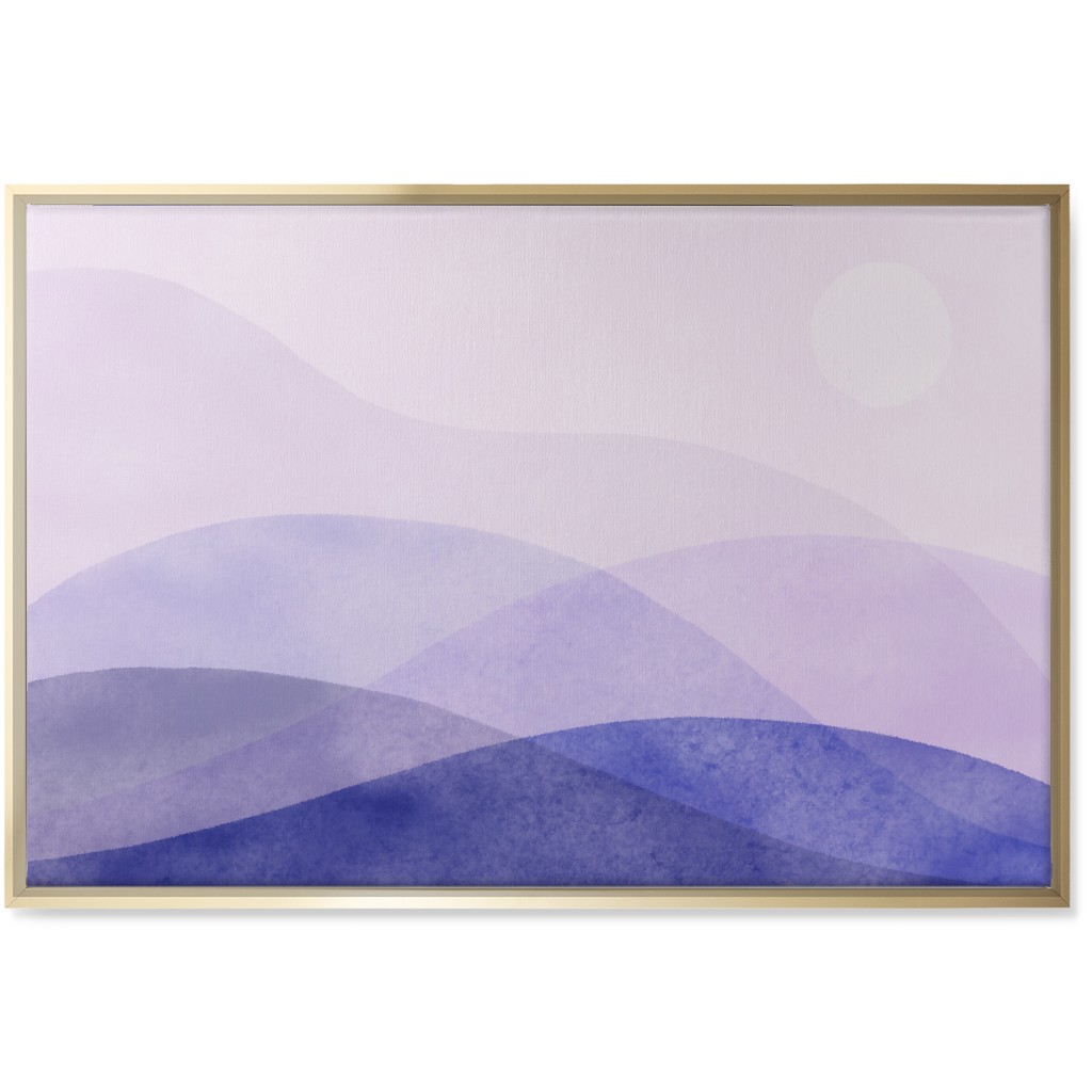 a View of the Mountains - Purple Wall Art, Gold, Single piece, Canvas, 24x36, Purple