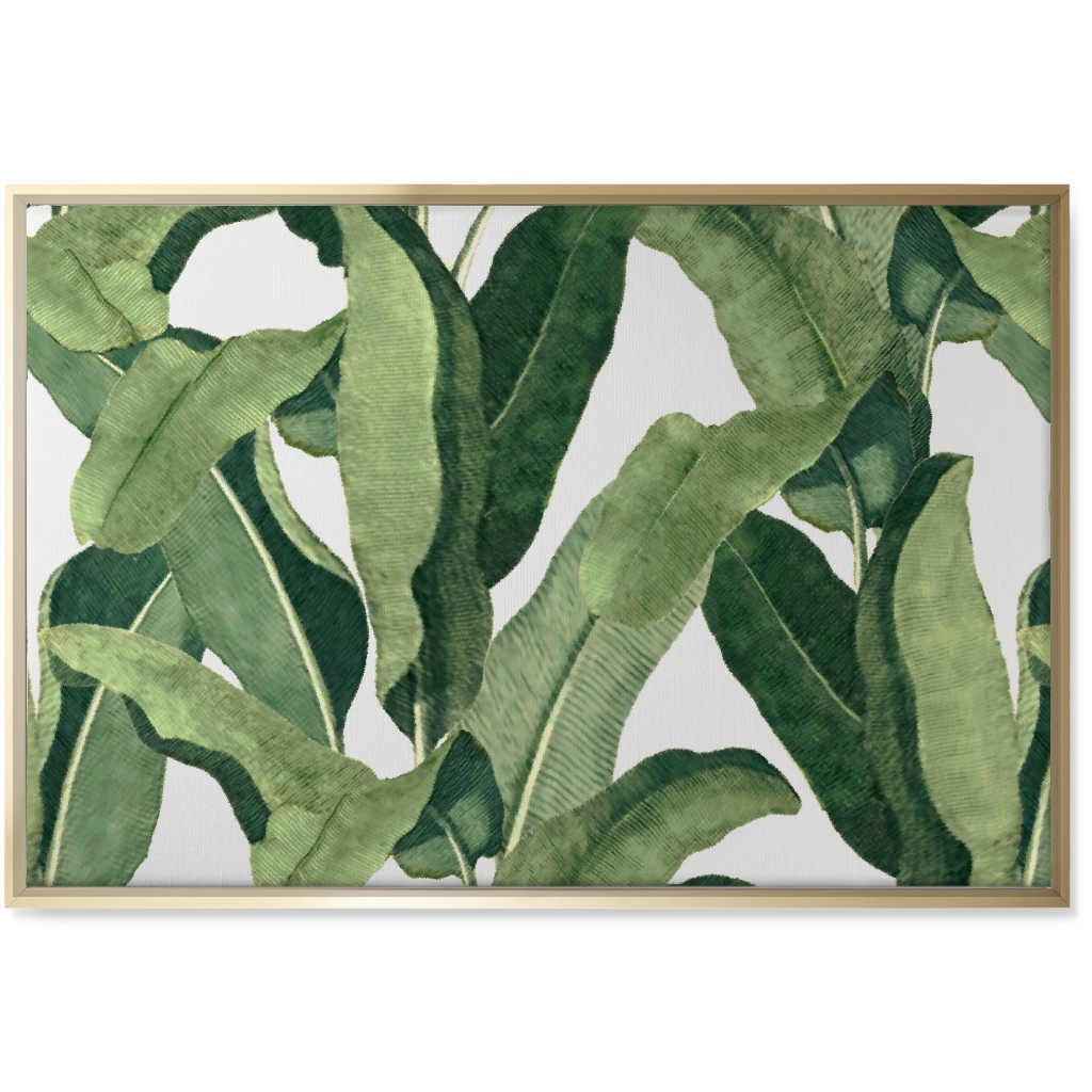 Tropical Leaves - Greens on White Wall Art, Gold, Single piece, Canvas, 24x36, Green, Classic Green