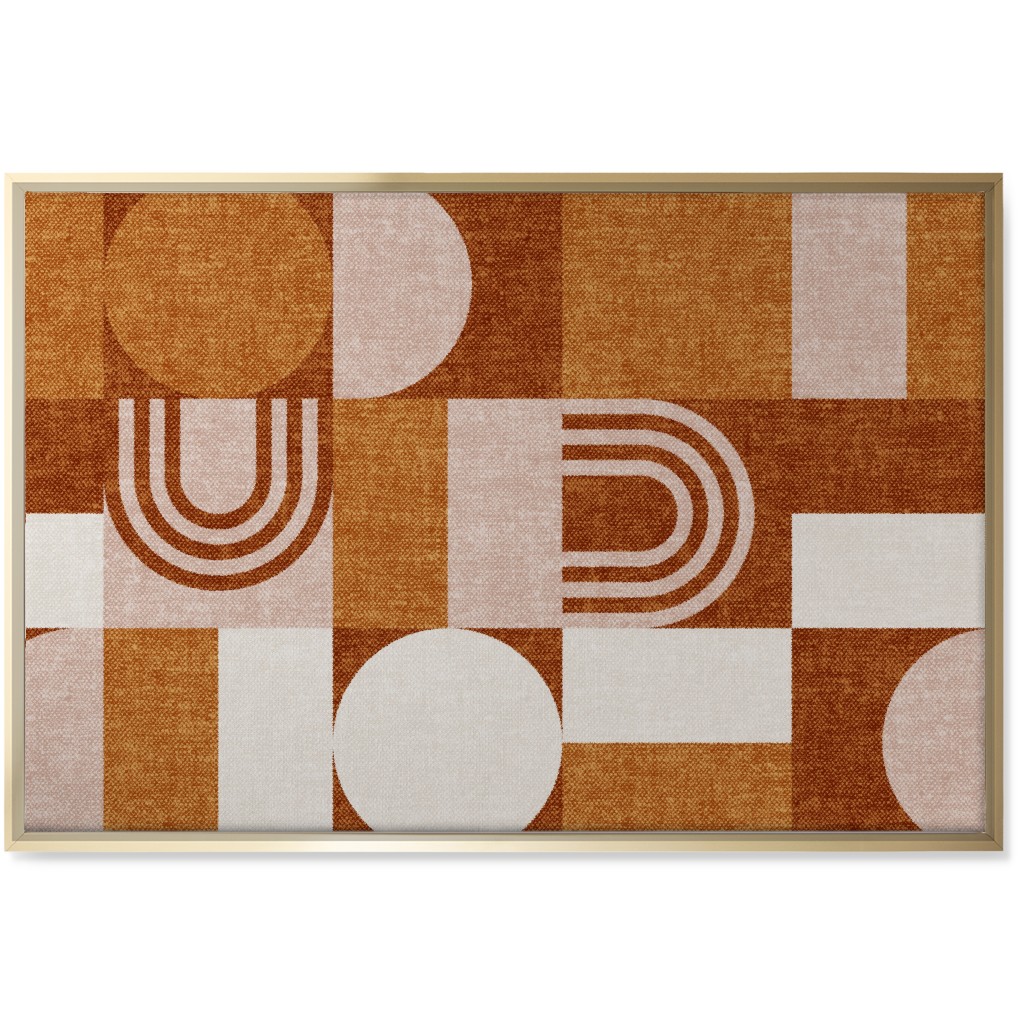 Aria Geometric Patchwork - Orange Wall Art, Gold, Single piece, Canvas, 24x36, Orange, Orange