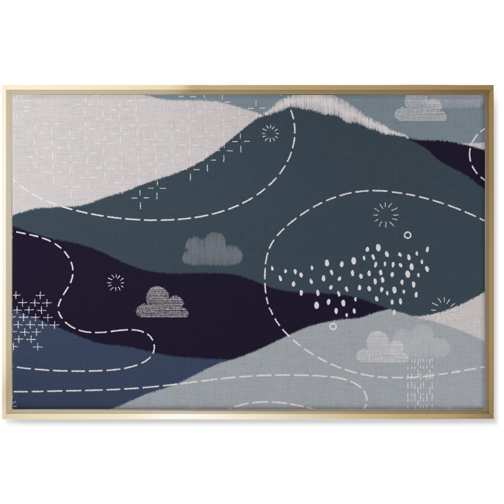 Ever Blue Mountains - Blue Wall Art, Gold, Single piece, Canvas, 24x36, Blue, True Blue