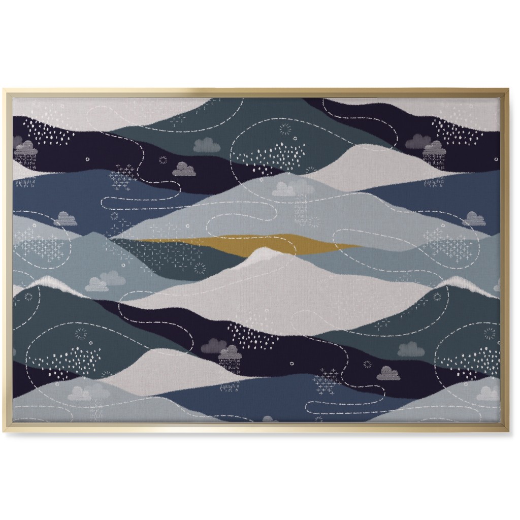 Ever Blue Mountains Wall Art, Gold, Single piece, Canvas, 24x36, Blue, True Blue
