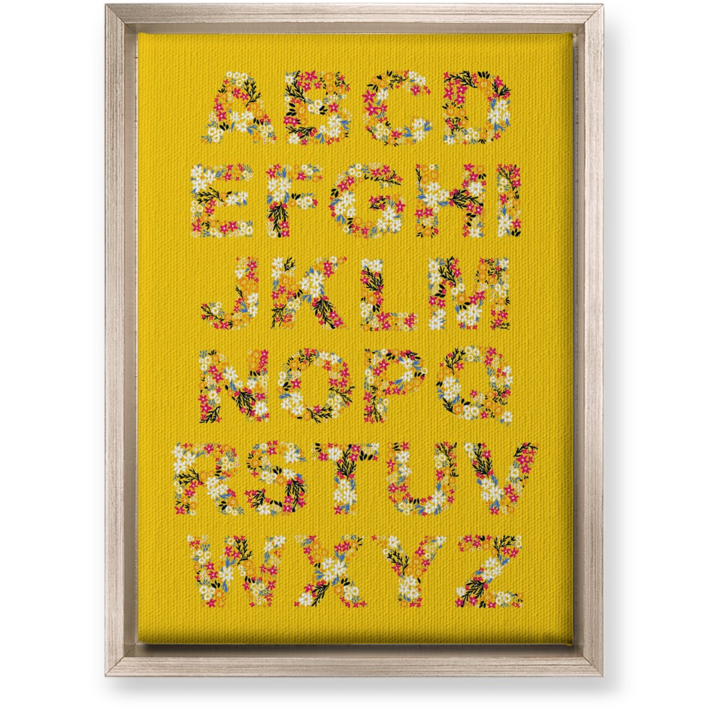 Rustic Wildflower Alphabet Wall Art, Metallic, Single piece, Canvas, 10x14, Yellow, Dandelion