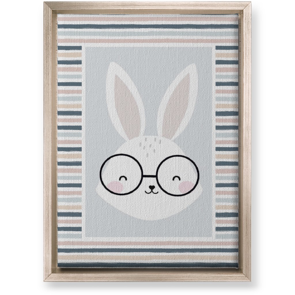 Spring Baby Boy Bunny - Neutral Soft Palette Wall Art, Metallic, Single piece, Canvas, 10x14, Blue, True Blue