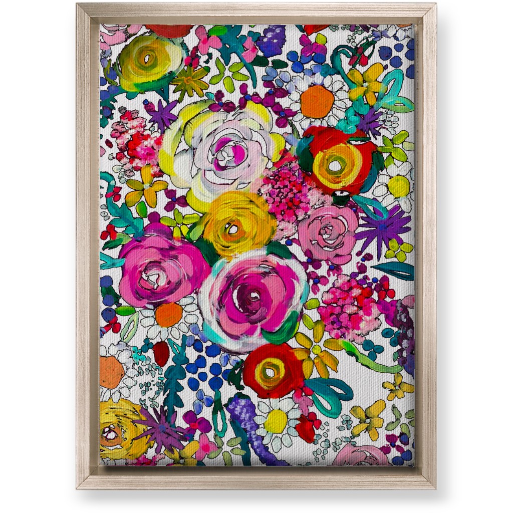 Les Fleurs Floral Painting Wall Art, Metallic, Single piece, Canvas, 10x14, Multicolor