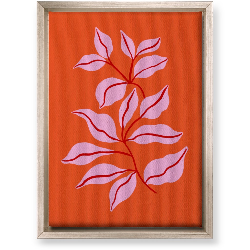 Leaf Dance - Red and Pink Wall Art, Metallic, Single piece, Canvas, 10x14, Red, Red