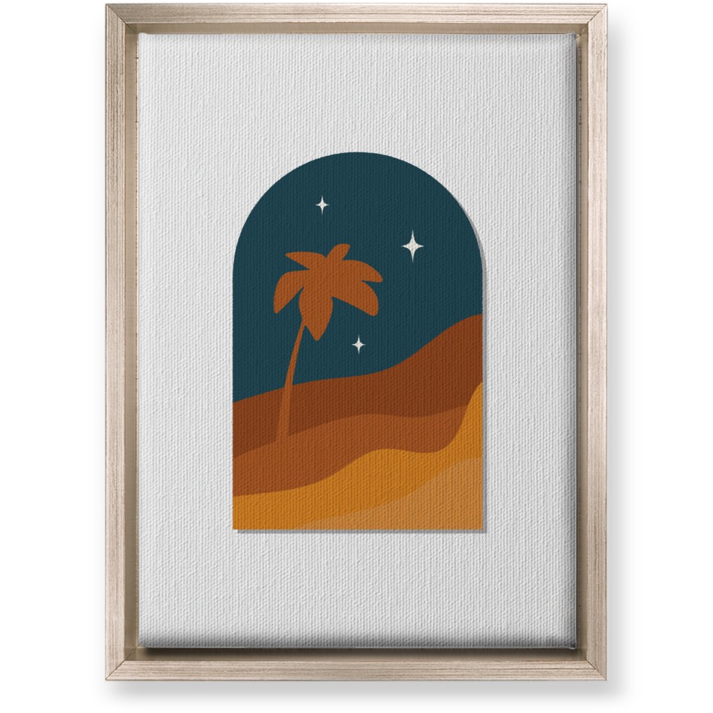 Abstract Landscape in Window With Tree Wall Art, Metallic, Single piece, Canvas, 10x14, Multicolor, Tawny