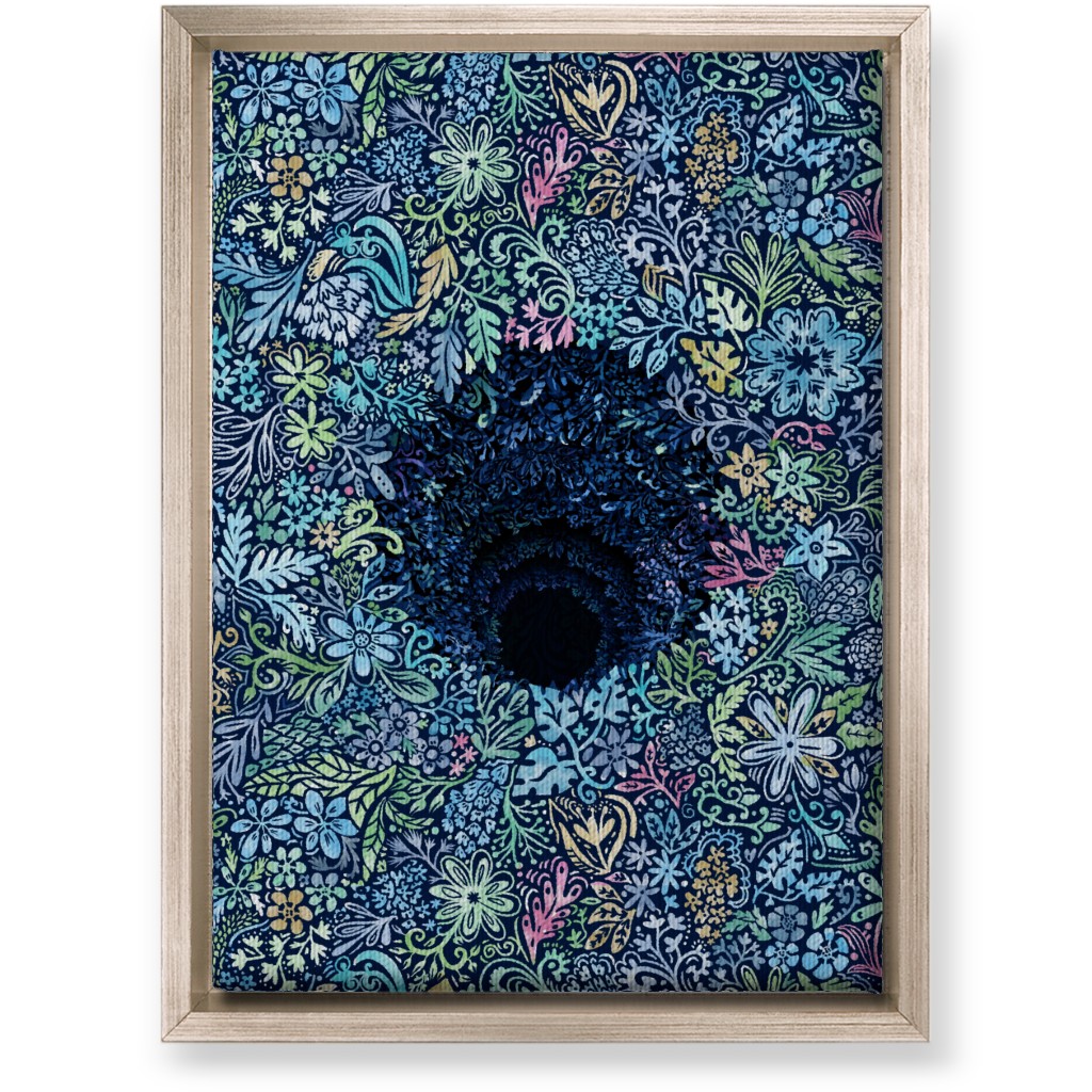 Deep Down Colorful Floral Abstract Wall Art, Metallic, Single piece, Canvas, 10x14, Blue, Oasis
