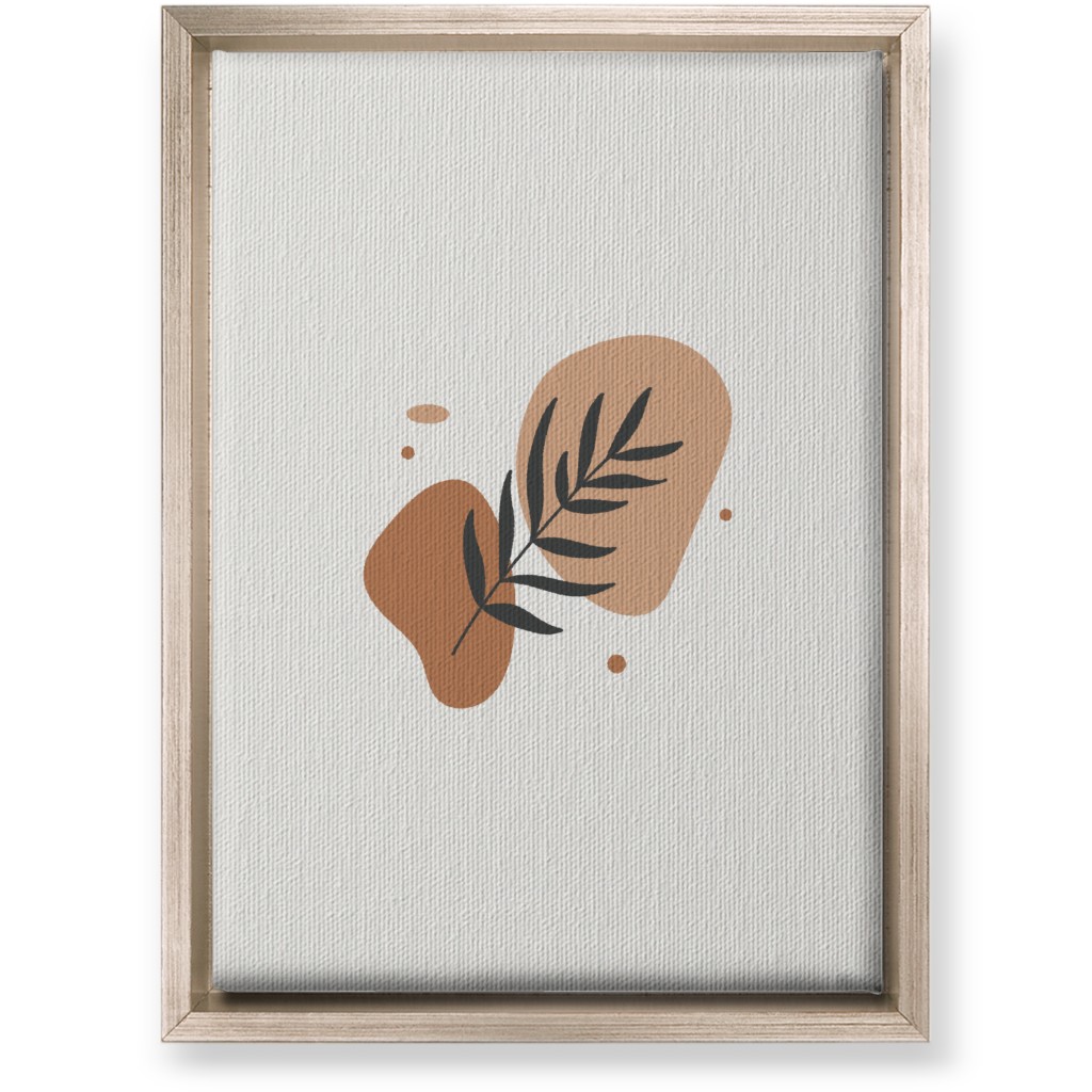 Shapes and Fern Leaf Wall Art, Metallic, Single piece, Canvas, 10x14, Orange