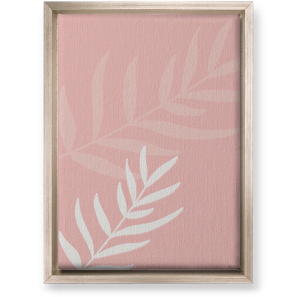 Fern Leaves in Neutral Earth Tones Wall Art, Metallic, Single piece, Canvas, 10x14, Pink