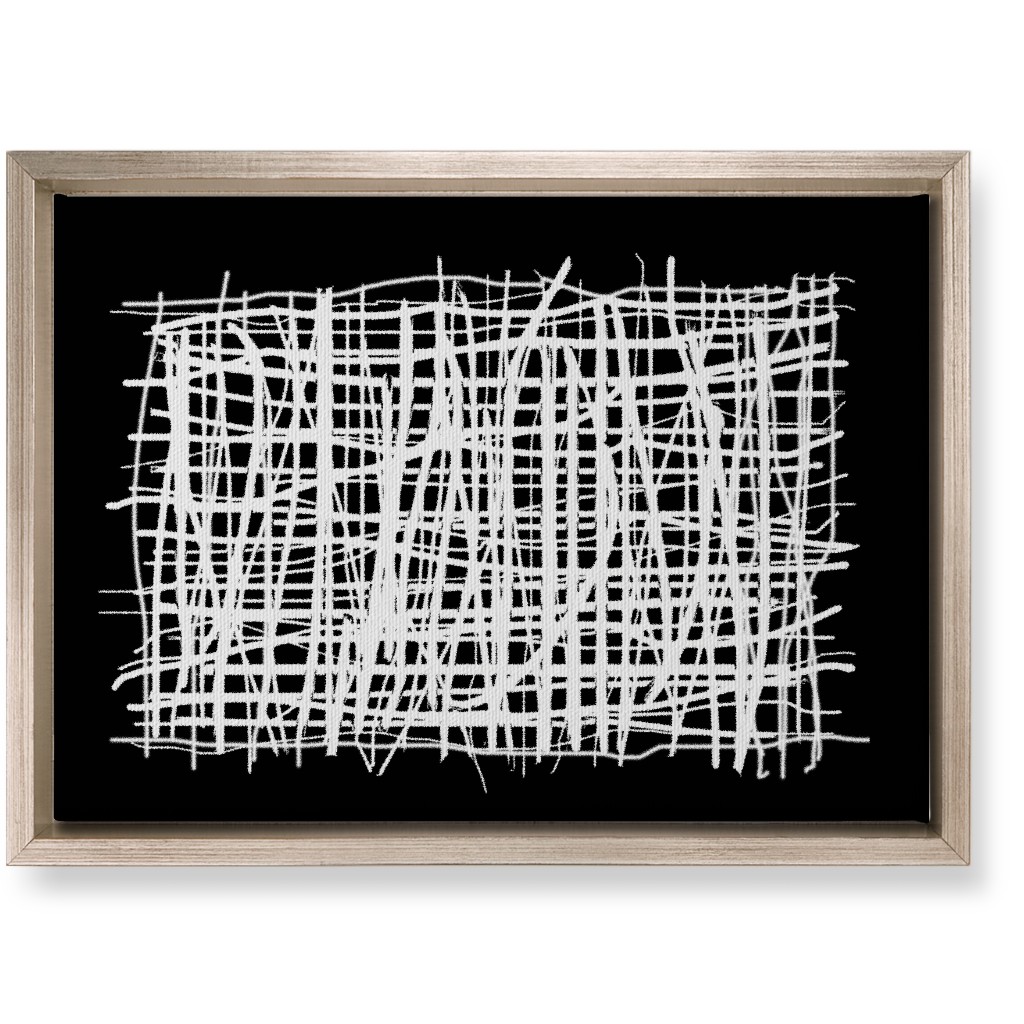 Woven Abstraction - White on Black Wall Art, Metallic, Single piece, Canvas, 10x14, Black