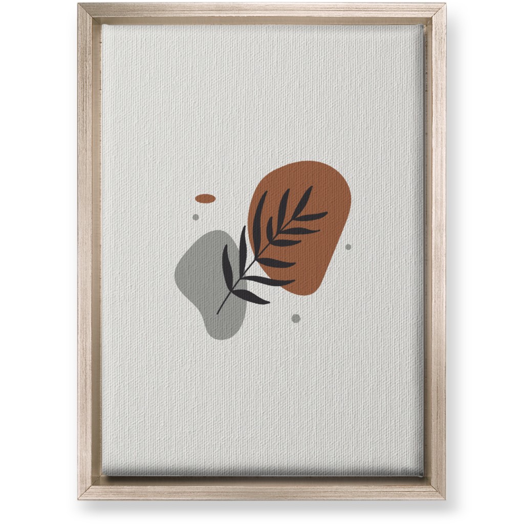 Shapes and Fern Leaf Wall Art, Metallic, Single piece, Canvas, 10x14, Brown
