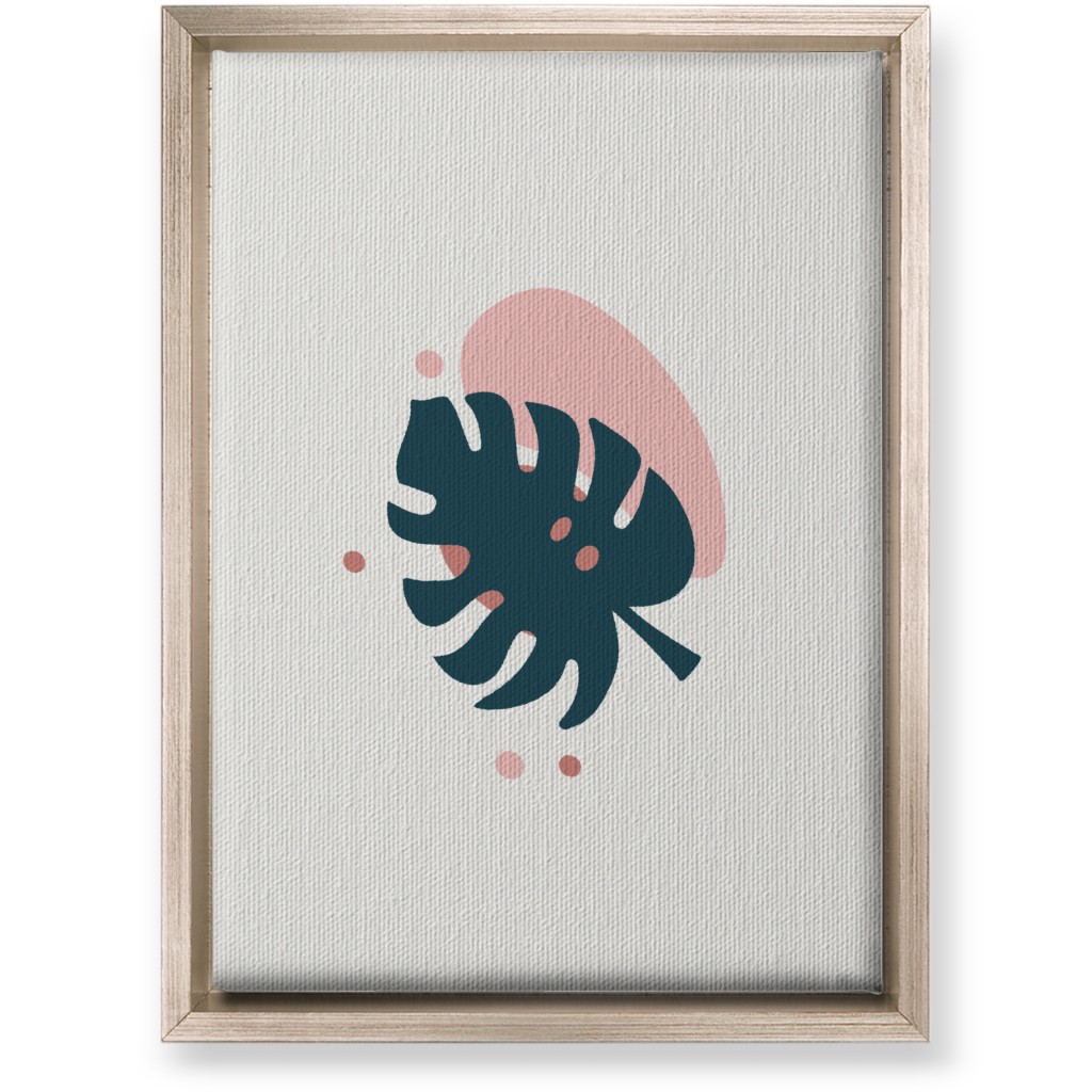 Shapes and Fern Leaf Iii Wall Art, Metallic, Single piece, Canvas, 10x14, Pink
