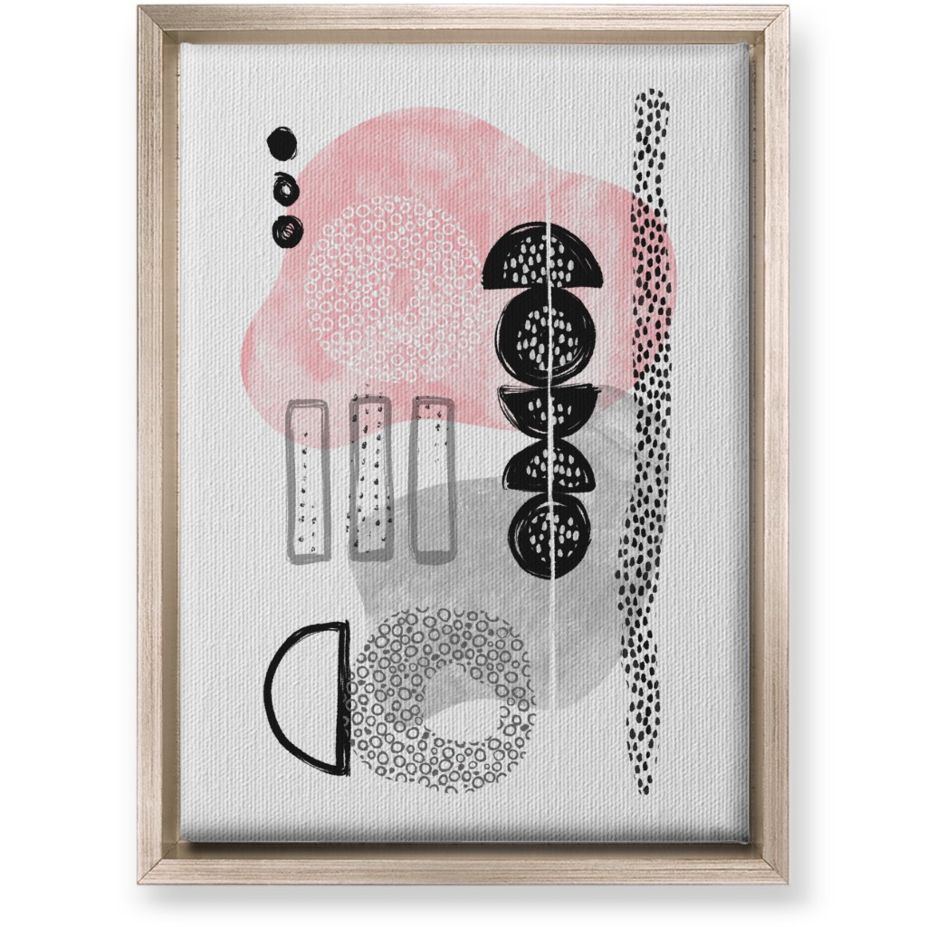 Feminene Abstract - Gray and Pink Wall Art, Metallic, Single piece, Canvas, 10x14, Pink