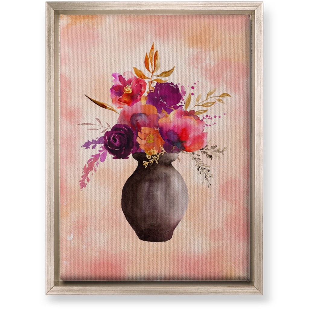 Flowers in a Vase Wall Art, Metallic, Single piece, Canvas, 10x14, Pink