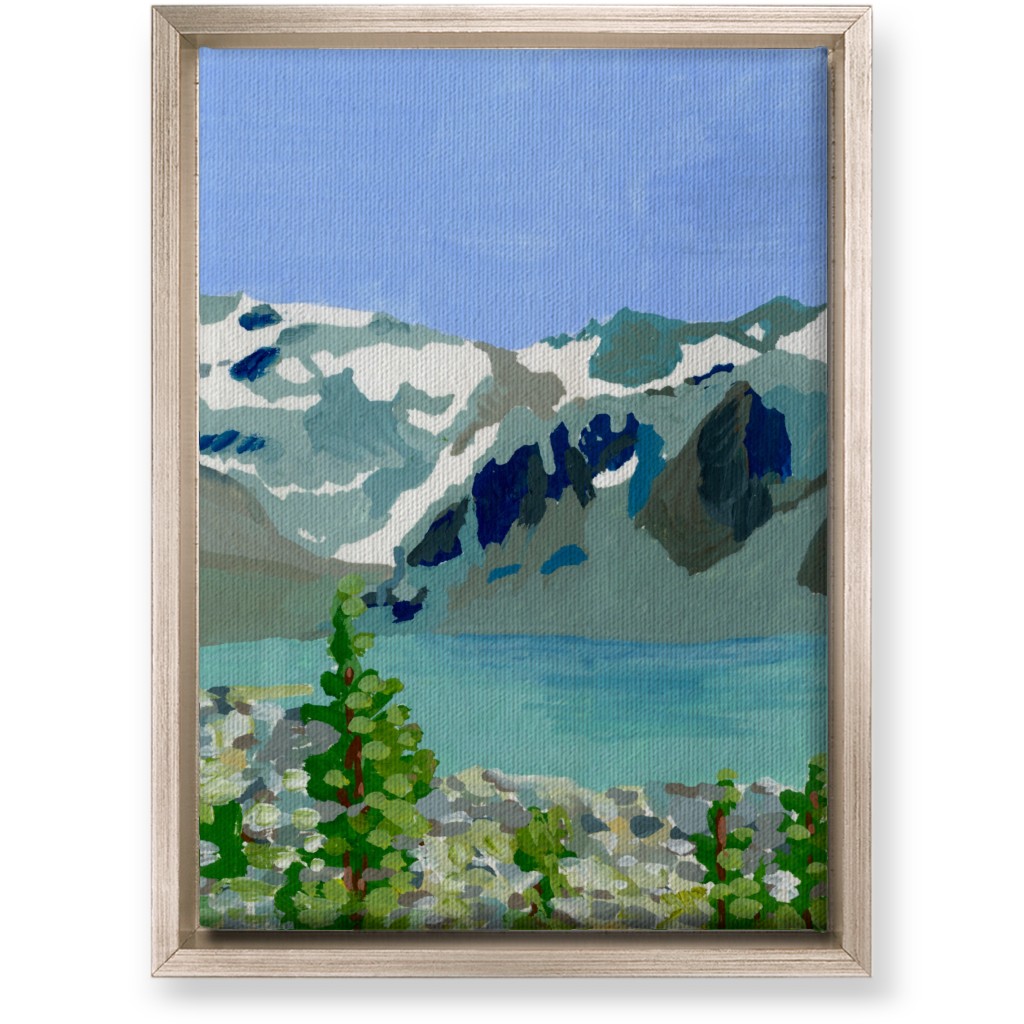 Wedgemount Lake Painting Wall Art, Metallic, Single piece, Canvas, 10x14, Blue