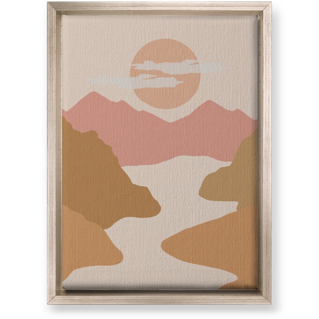 Abstract Valley Landscape - Neutral Wall Art, Metallic, Single piece, Canvas, 10x14, Orange