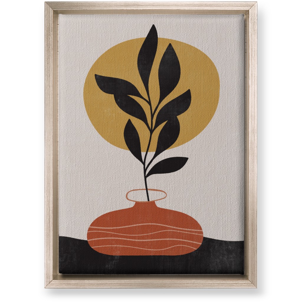 Earthen Vase - Terracotta Wall Art, Metallic, Single piece, Canvas, 10x14, Orange