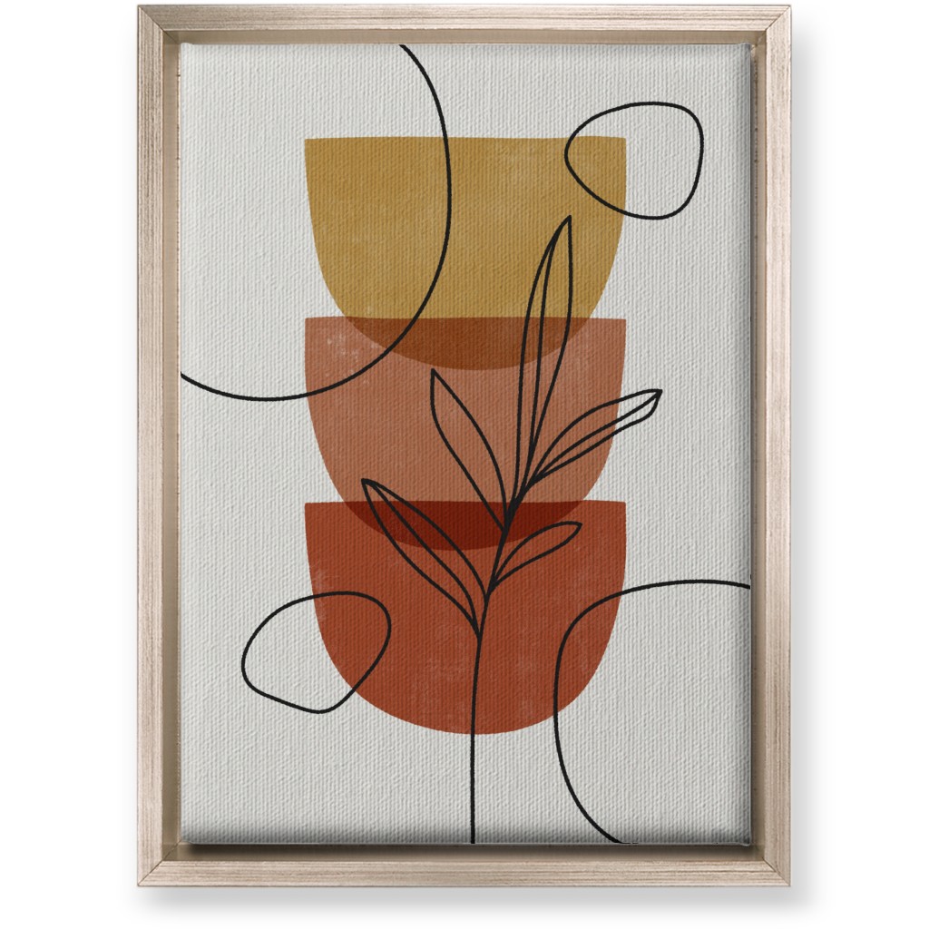 Abstract Leaf Stack - Terracotta and Ivory Wall Art, Metallic, Single piece, Canvas, 10x14, Brown