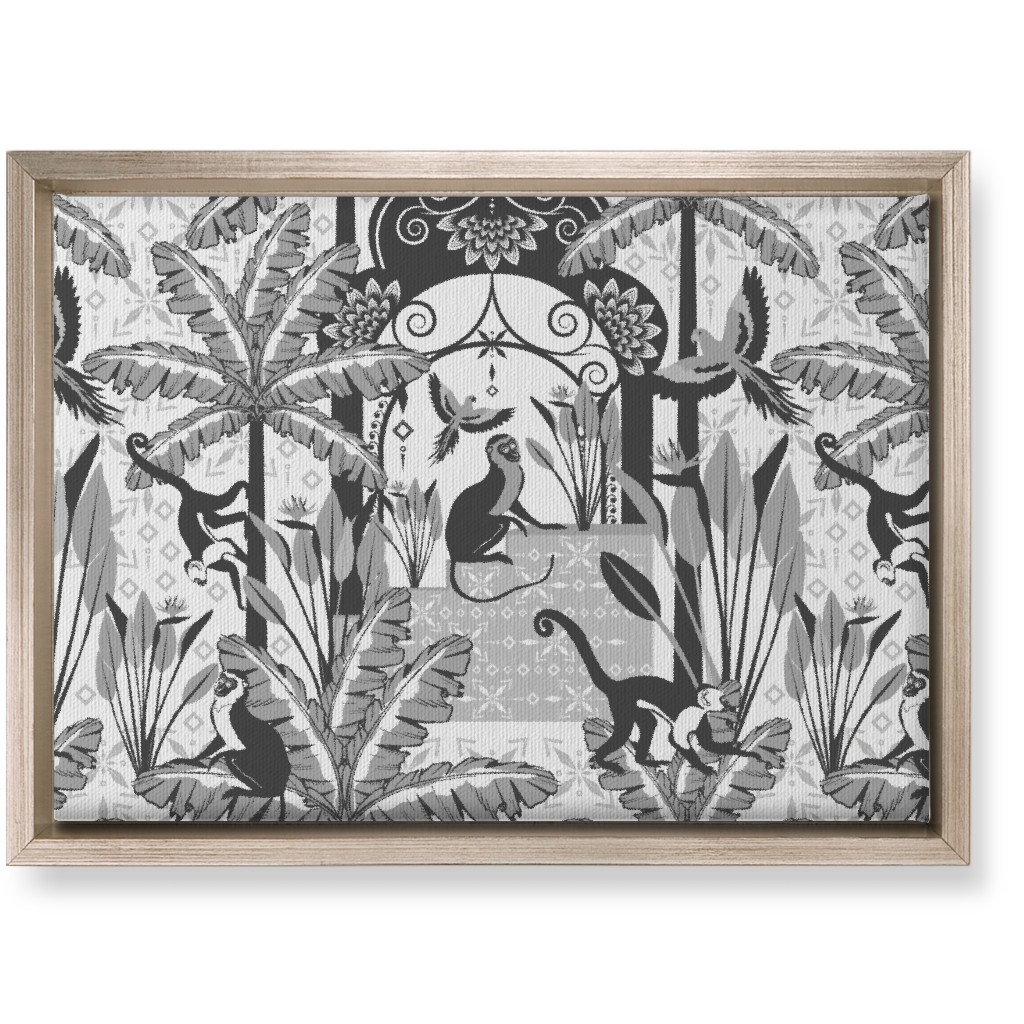Exotic Tropical Garden Wall Art, Metallic, Single piece, Canvas, 10x14, Gray
