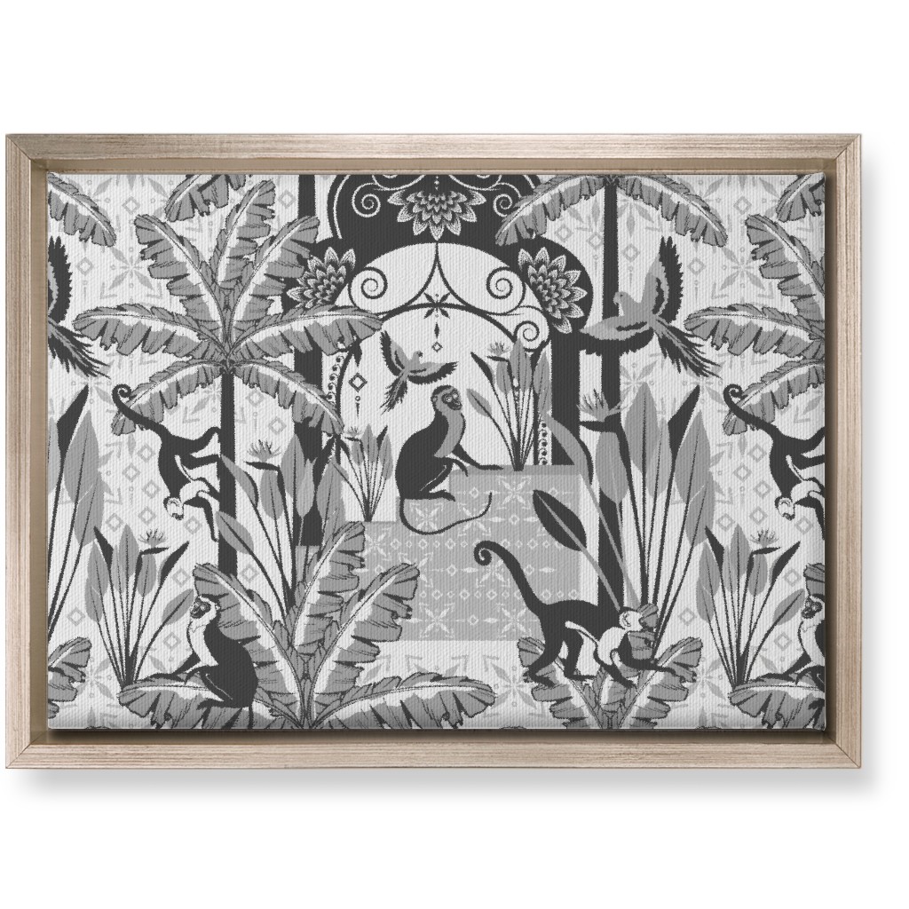 Exotic Tropical Garden Wall Art, Metallic, Single piece, Canvas, 10x14, Gray, Smoke