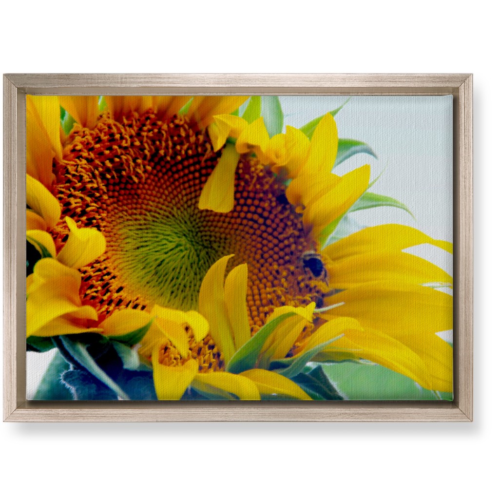 Sunflower and Bee - Yellow Wall Art, Metallic, Single piece, Canvas, 10x14, Yellow