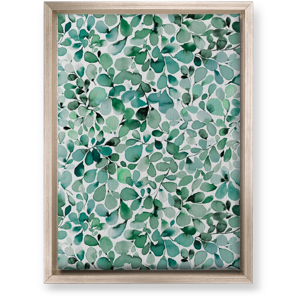 Little Leaves Eucalyptus Foliage - Green Wall Art, Metallic, Single piece, Canvas, 10x14, Green
