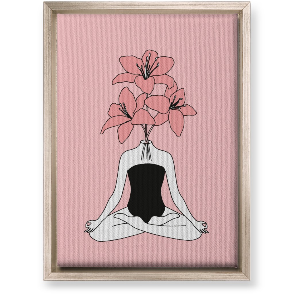 Feminine Yoga - Pink Wall Art, Metallic, Single piece, Canvas, 10x14, Pink, Bright Pink