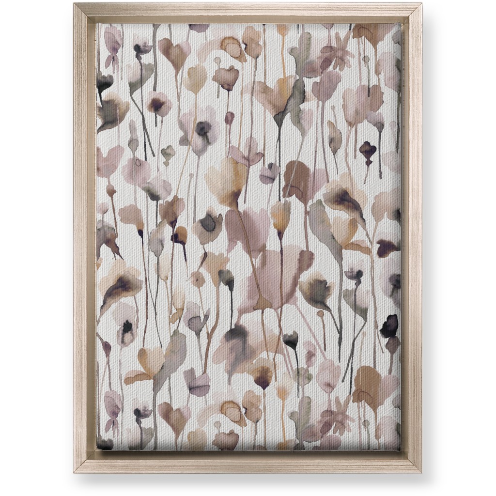 Watercolor Wild Rustic Flowers - Neutral Wall Art, Metallic, Single piece, Canvas, 10x14, Brown, Brown