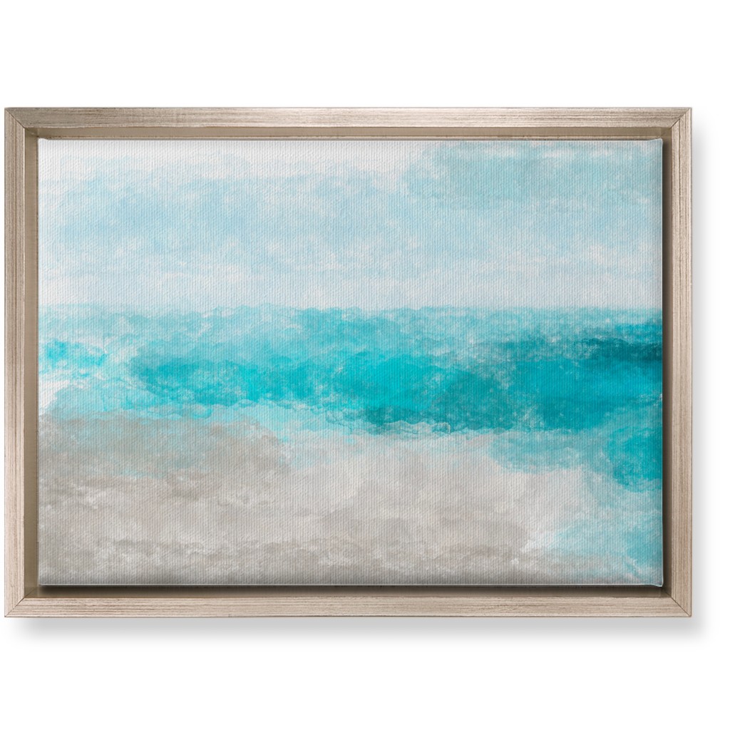 Beach Painting - Blue and Tan Wall Art, Metallic, Single piece, Canvas, 10x14, Blue