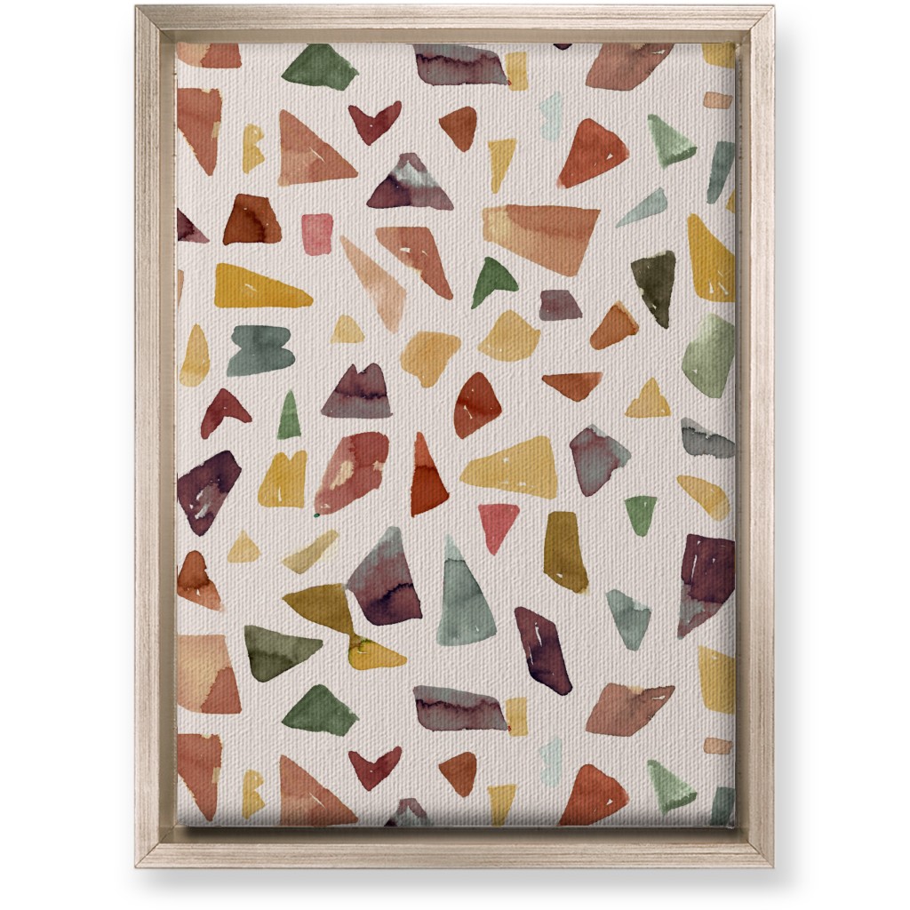 Watercolor Terrazzo - Neutral Wall Art, Metallic, Single piece, Canvas, 10x14, Beige, Pearl