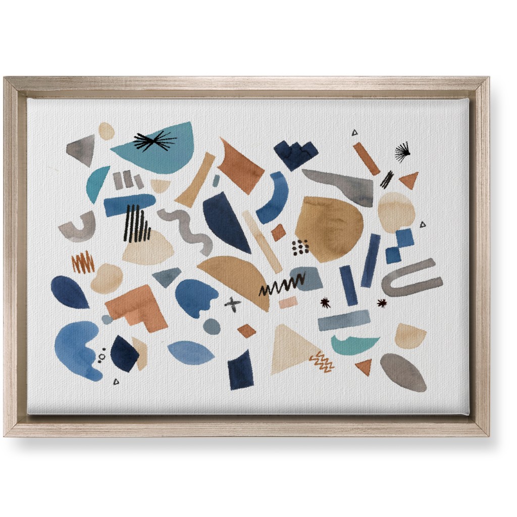 Geometric Abstract Pieces - Blue Wall Art, Metallic, Single piece, Canvas, 10x14, Multicolor