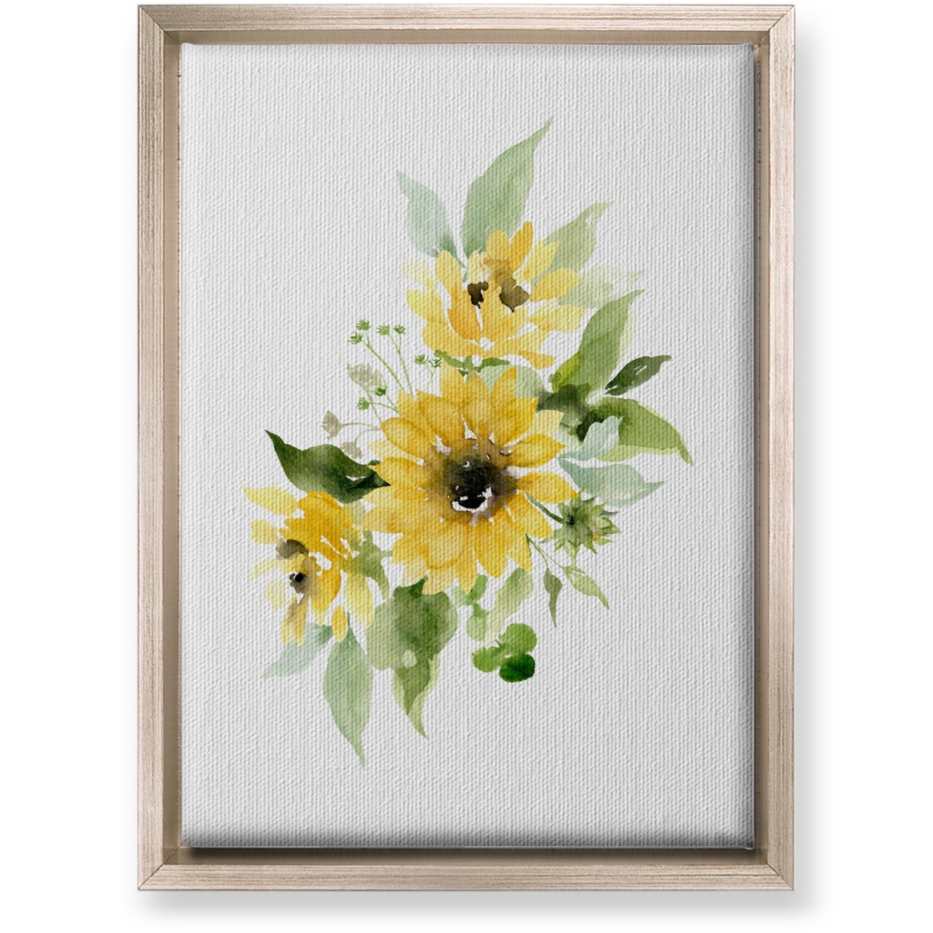 Sunflowers Watercolor - Yellow Wall Art, Metallic, Single piece, Canvas, 10x14, Yellow