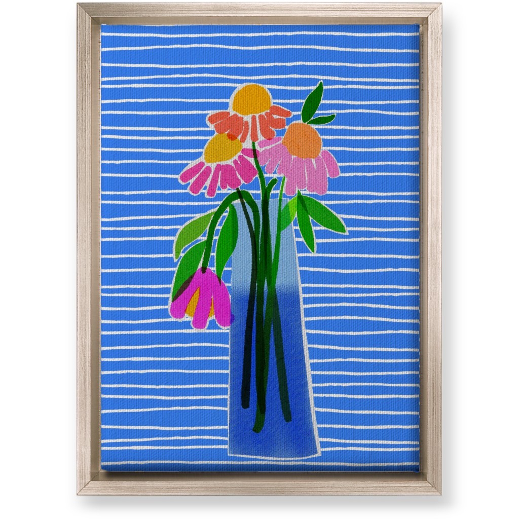 Santorini - Blue Wall Art, Metallic, Single piece, Canvas, 10x14, Blue, True Blue