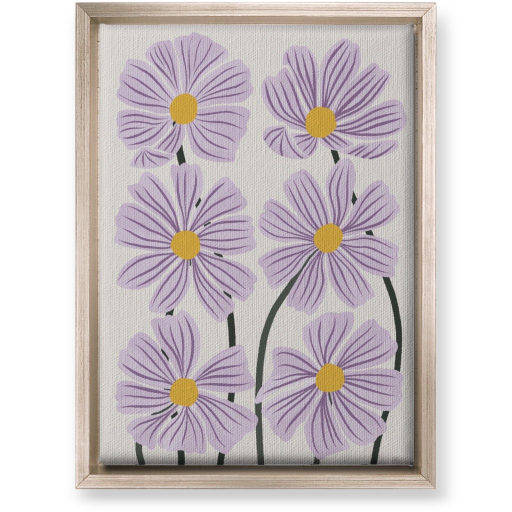 Botanical Cosmos Flowers Wall Art, Metallic, Single piece, Canvas, 10x14, Purple, Amethyst