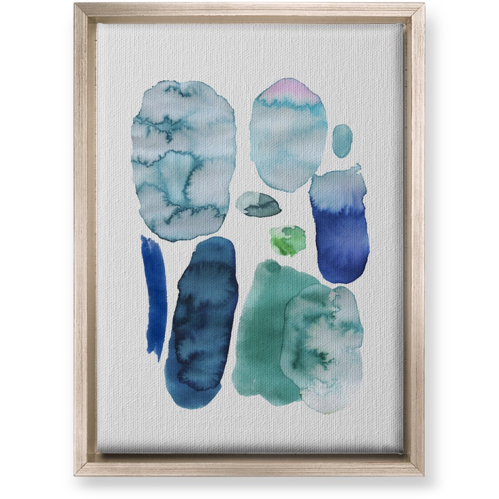 Watercolor Abstract Scandi - Blue and Green Wall Art, Metallic, Single piece, Canvas, 10x14, Blue, True Blue