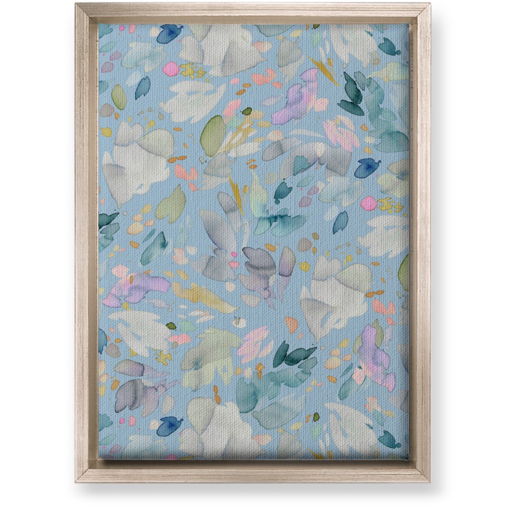 Abstract Petal Flowering Wall Art, Metallic, Single piece, Canvas, 10x14, Blue