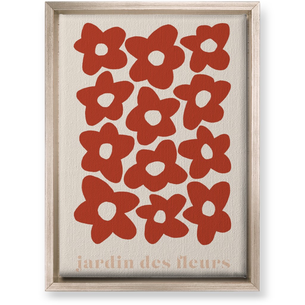 Botanical Graphic Retro Flower Garden Wall Art, Metallic, Single piece, Canvas, 10x14, Red, Cinnamon