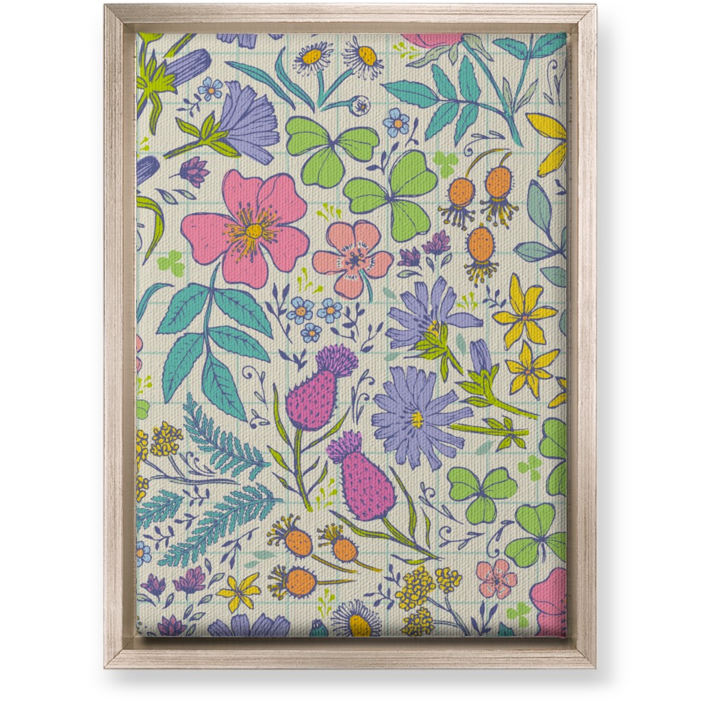 Hand Drawn Flowers - Multi Wall Art, Metallic, Single piece, Canvas, 10x14, Multicolor
