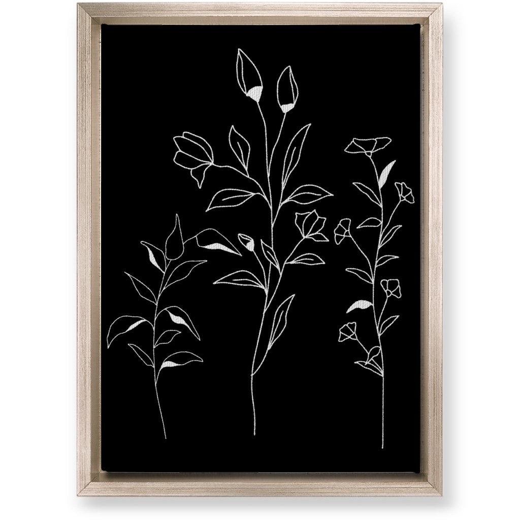 Wildflower Botanical - Black and White Wall Art, Metallic, Single piece, Canvas, 10x14, Black