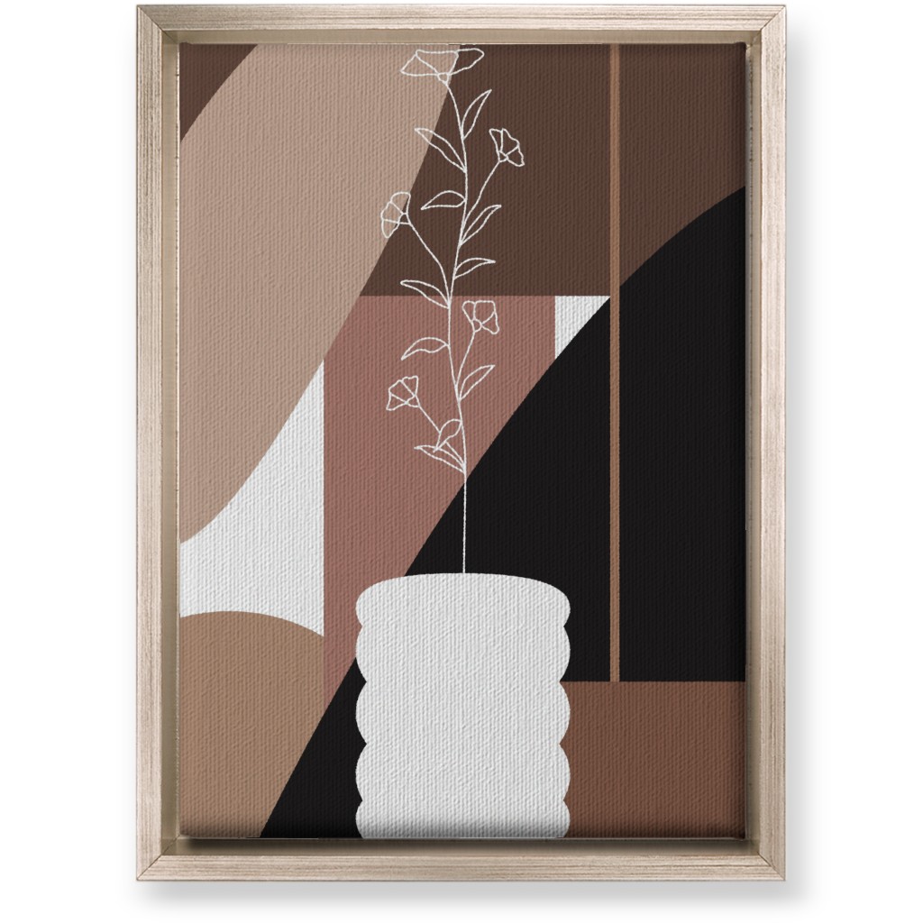 Botanical Abstract Shapes - Neutral Wall Art, Metallic, Single piece, Canvas, 10x14, Beige