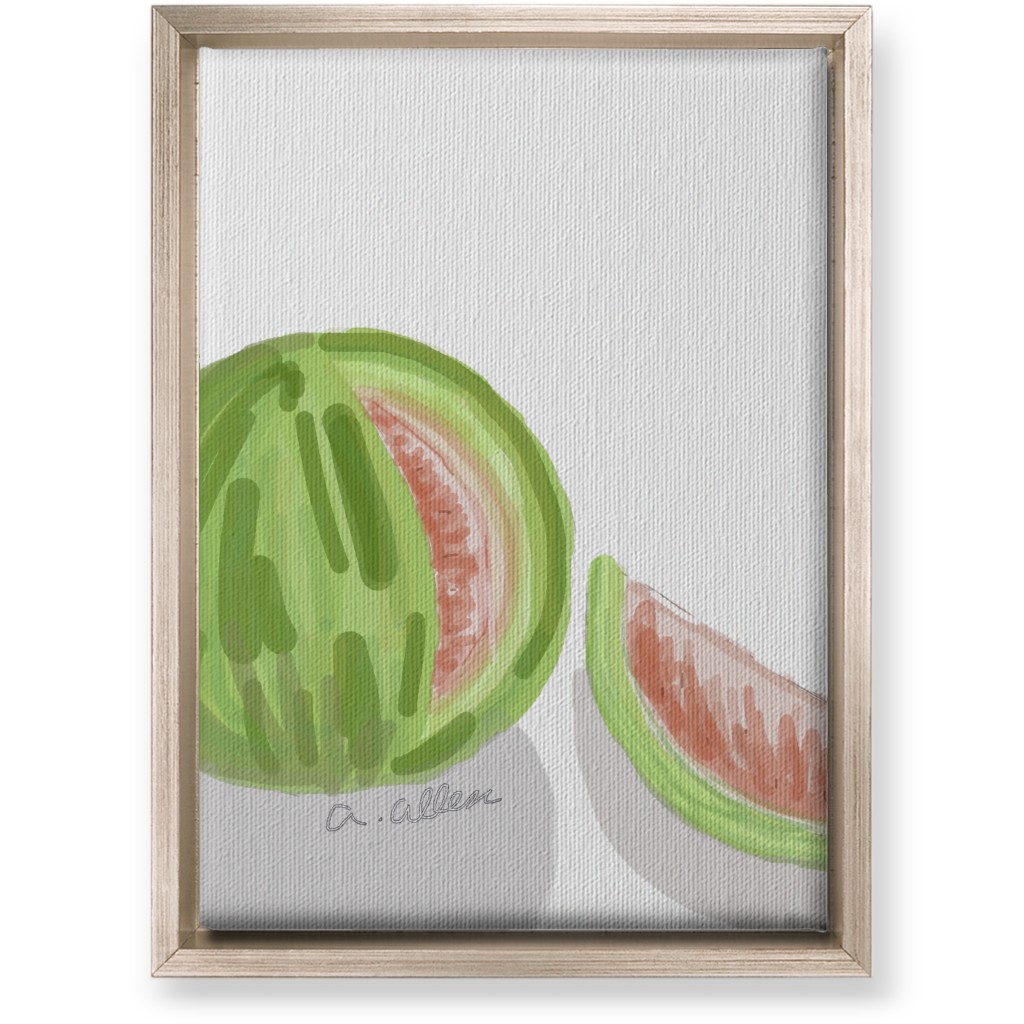 Watermelon - Green and Pink Wall Art, Metallic, Single piece, Canvas, 10x14, Multicolor