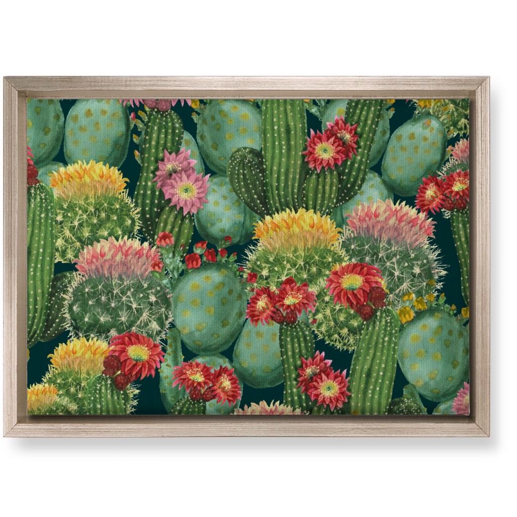 Tropical Cactus Flowers Wall Art, Metallic, Single piece, Canvas, 10x14, Multicolor