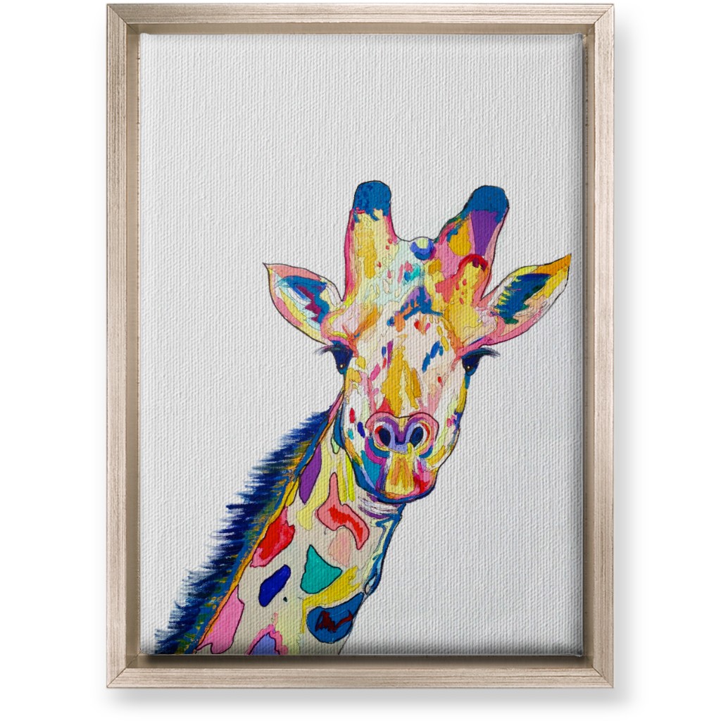 the Painted Giraffe - Multi on White Wall Art, Metallic, Single piece, Canvas, 10x14, Multicolor