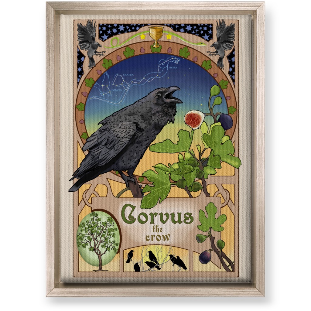 Art Nouveau Crow Wall Art, Metallic, Single piece, Canvas, 10x14, Multicolor