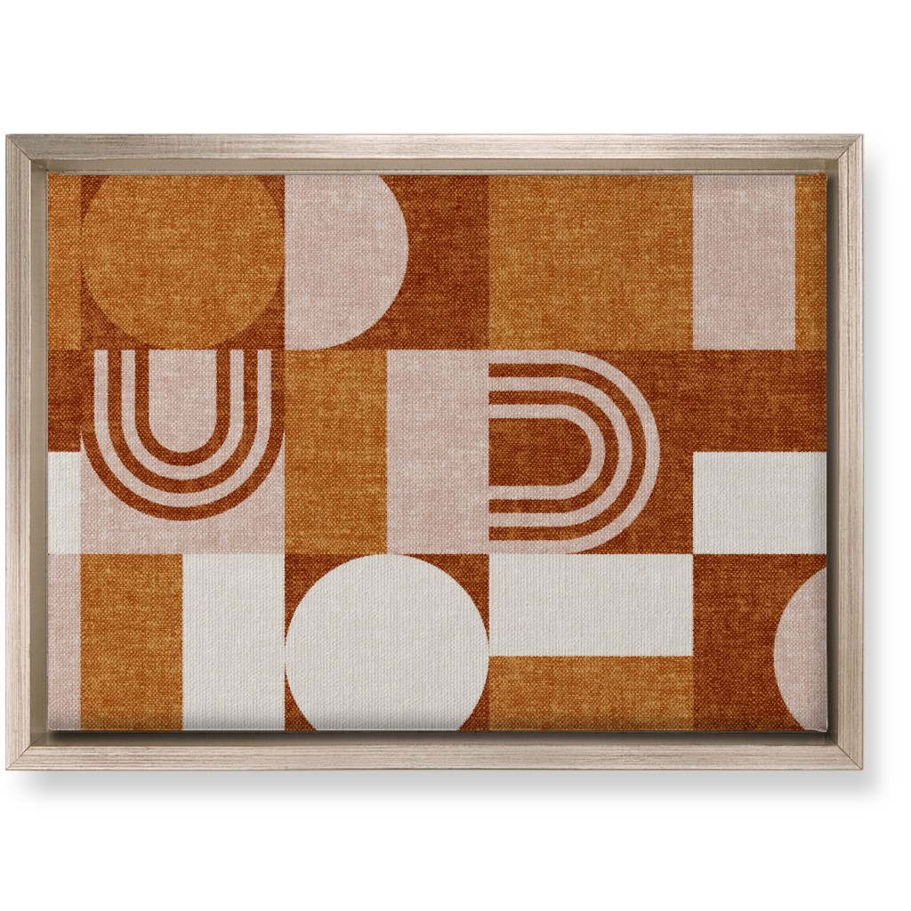 Aria Geometric Patchwork - Orange Wall Art, Metallic, Single piece, Canvas, 10x14, Orange, Orange